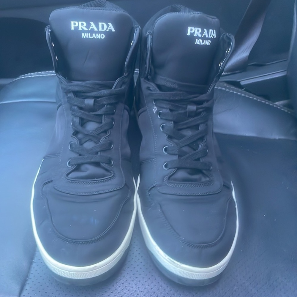 Prada Re-Nylon Gabardine High Top Sneakers Size 13 Used